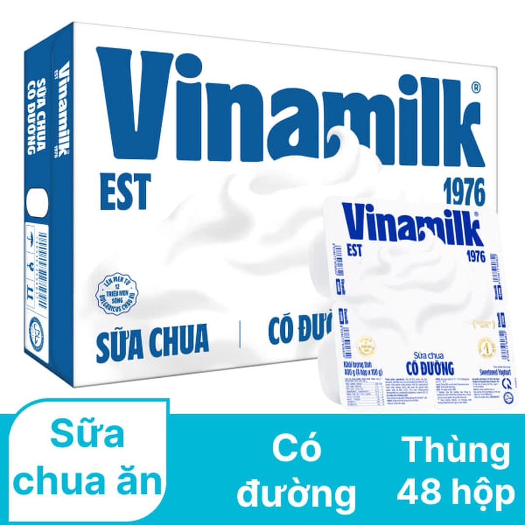 Thùng 48 hộp sữa chua có đường Vinamilk Happy Star 100g
